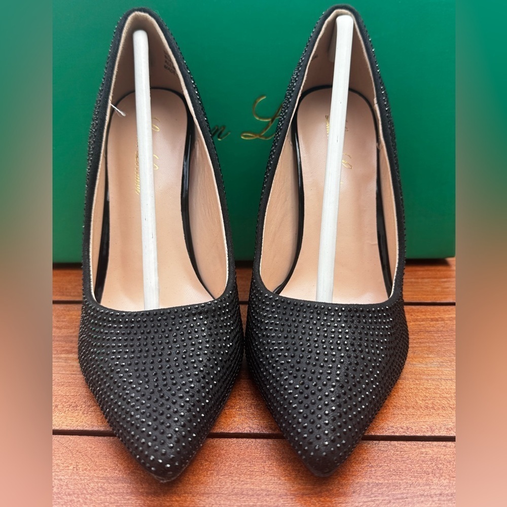 Lauren Lorraine Black Pewter Rhinestone Pumps Heels Size 5.5 NIB